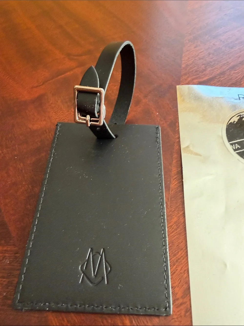 RIMOWA Black Leather Luggage Tag with Strap
